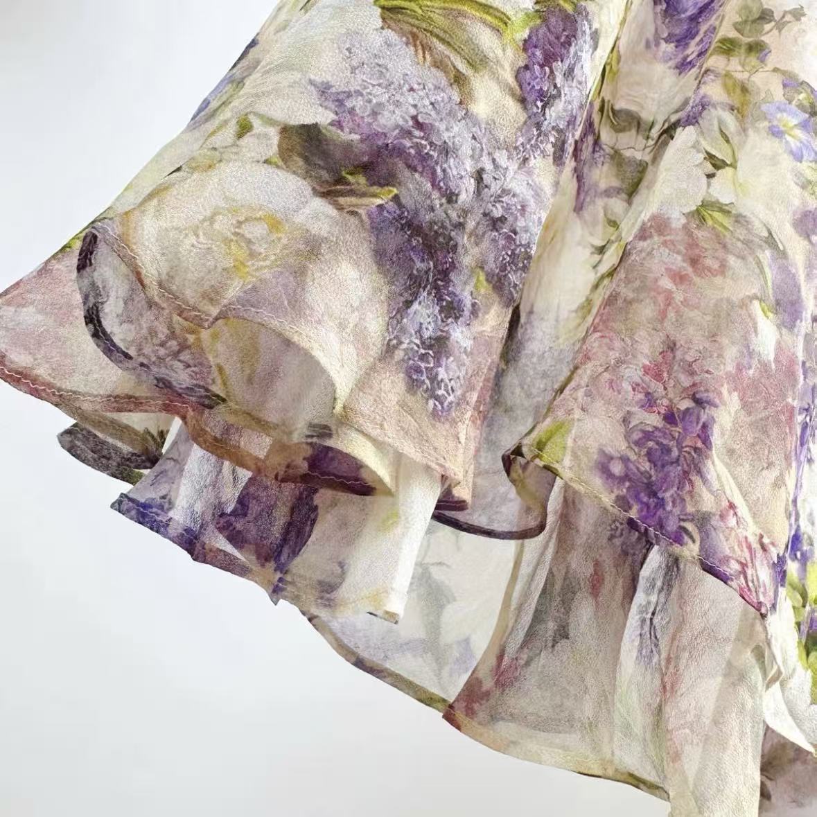 Purple Hydrangea Print Dress Set