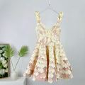 Blush Pink 3D Floral Petal Mini Dress | Sleeveless V-Neck A-Line Party Dress