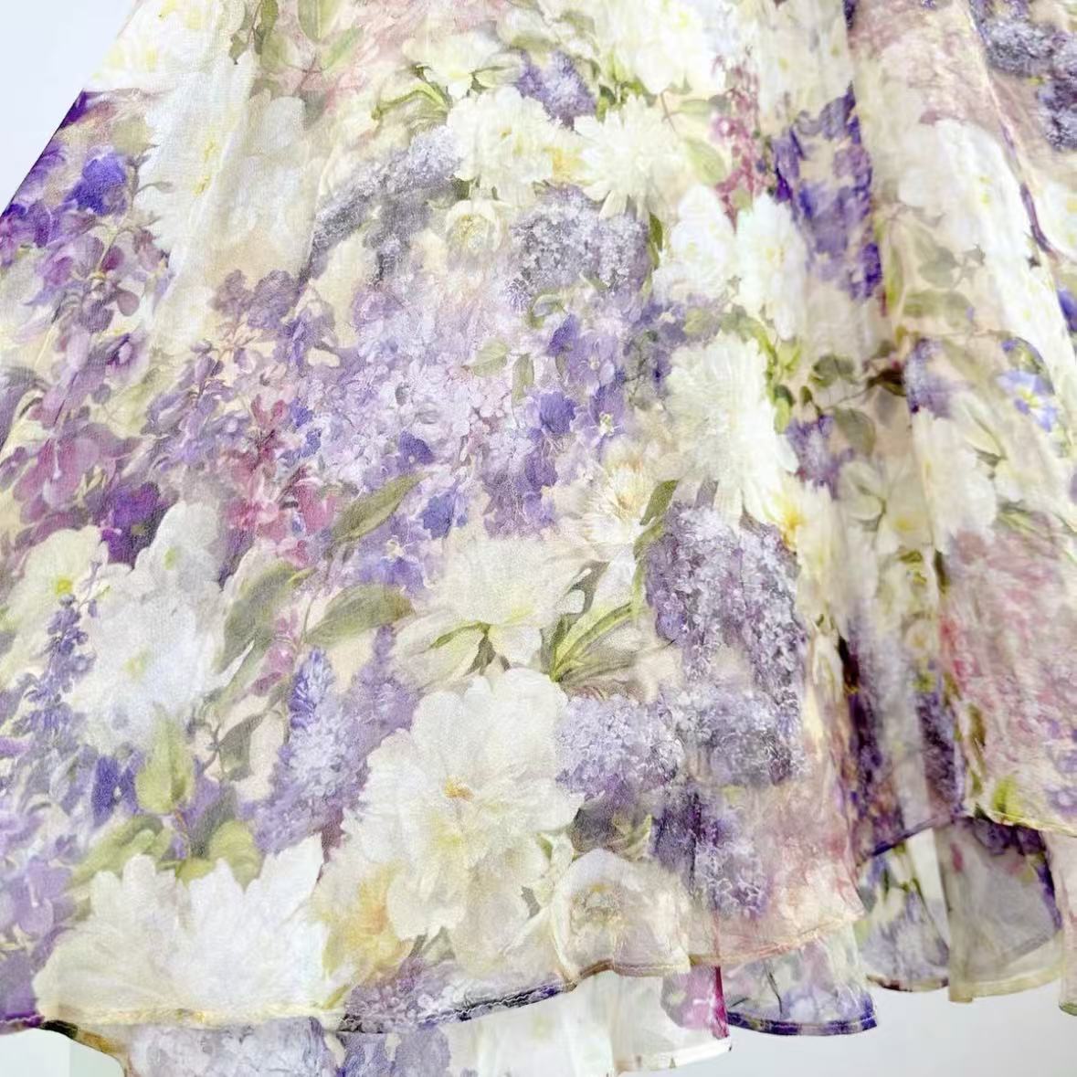 Purple Hydrangea Print Dress Set
