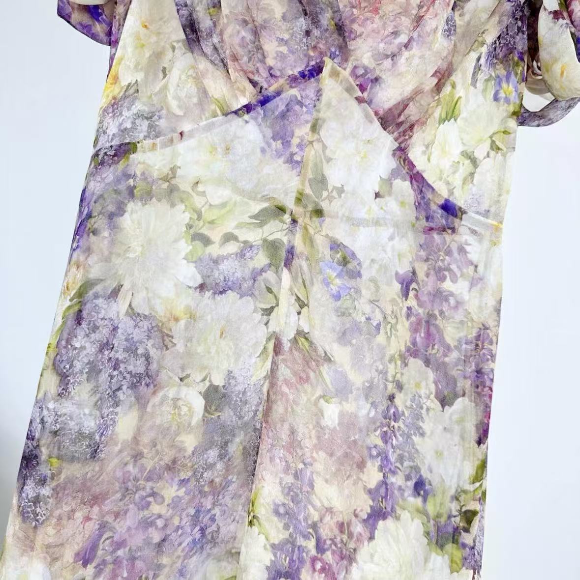 Purple Hydrangea Print Dress Set