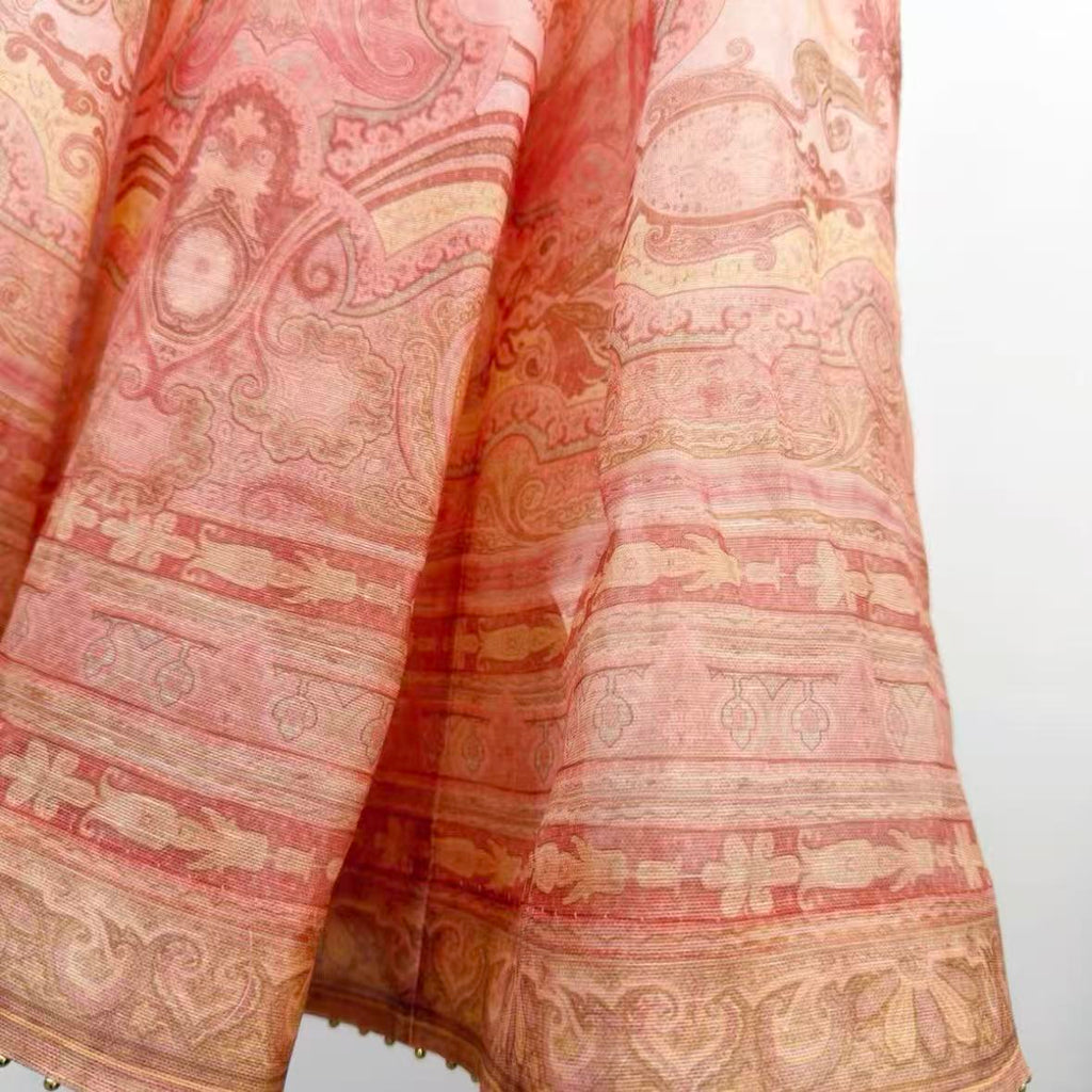 Light Pink Paisley-Print Two-Piece Maxi Dress