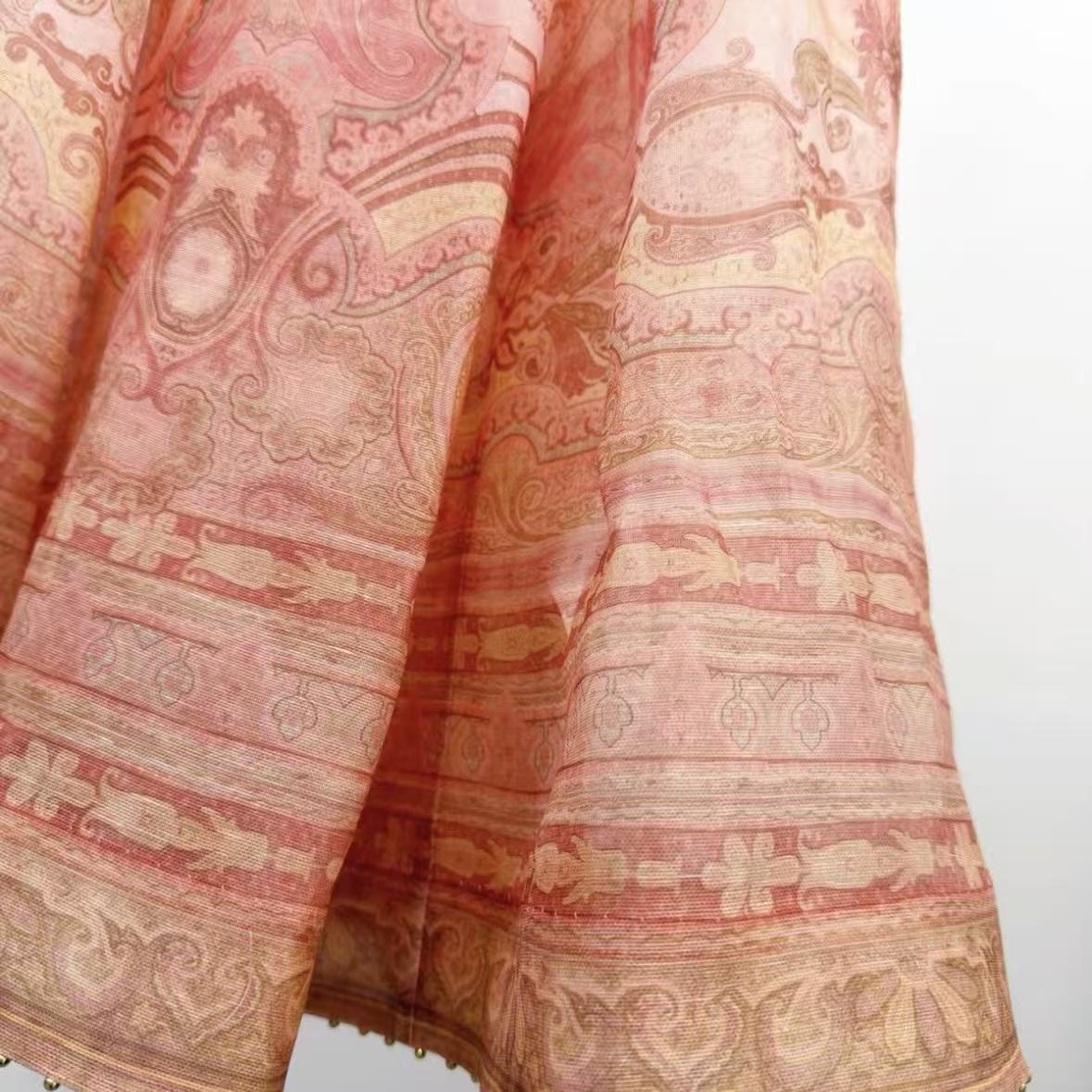 Light Pink Paisley-Print Two-Piece Maxi Dress