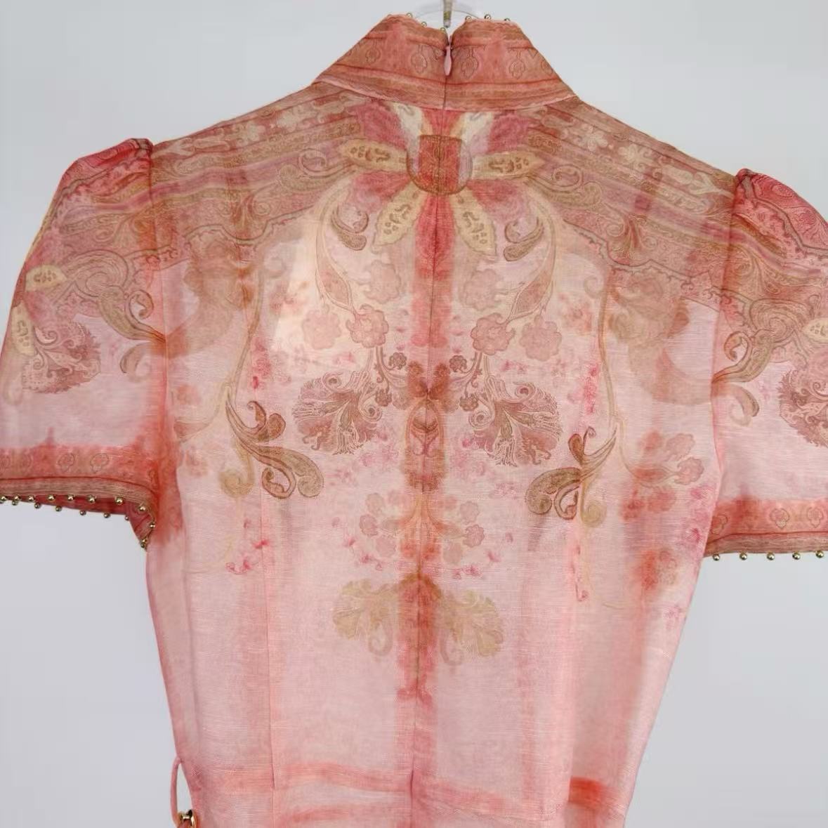 Light Pink Paisley-Print Two-Piece Maxi Dress