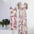 Purple Hydrangea Print Dress Set