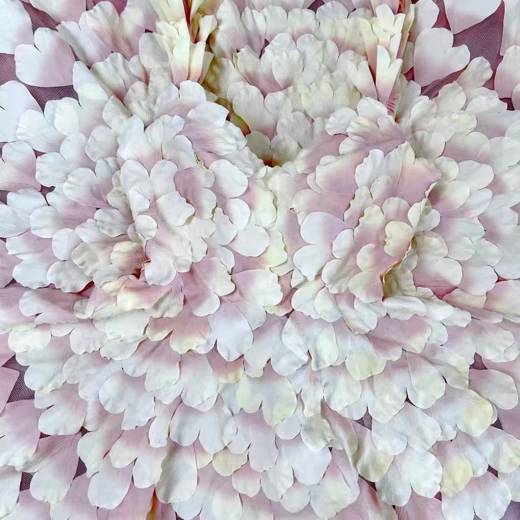 Blush Pink 3D Floral Petal Mini Dress | Sleeveless V-Neck A-Line Party Dress