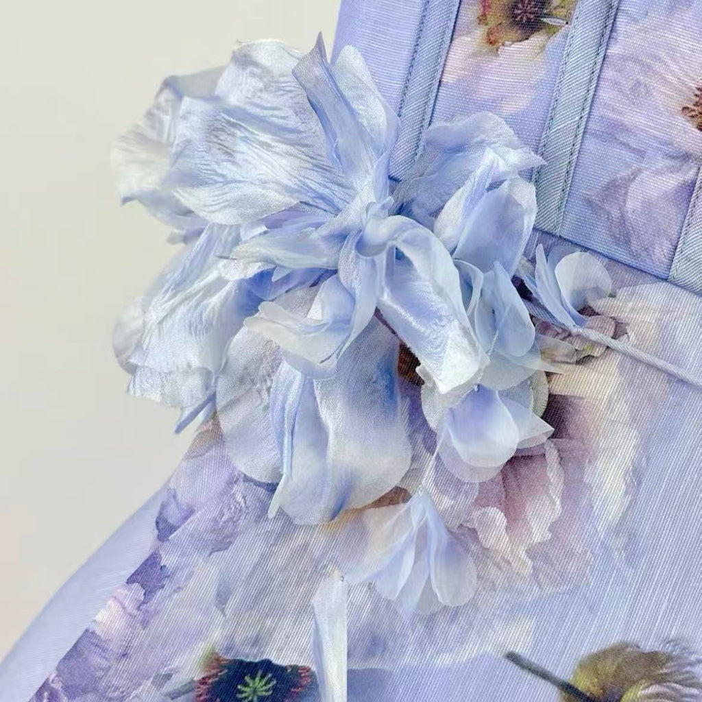 Lilac Floral Spaghetti-Strap Maxi Dress | 3D Floral Appliqué Bodycon Dress