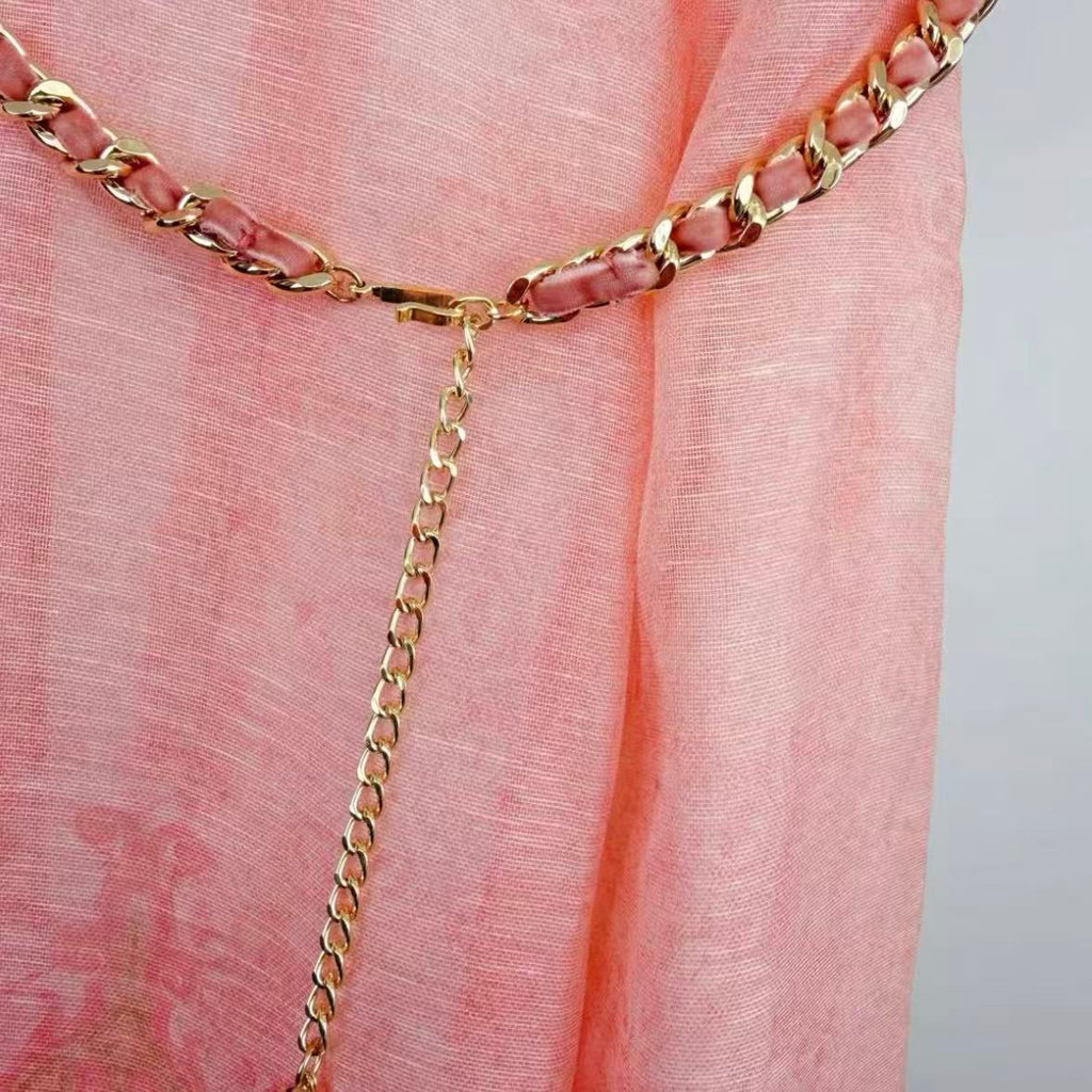 Light Pink Paisley-Print Two-Piece Maxi Dress