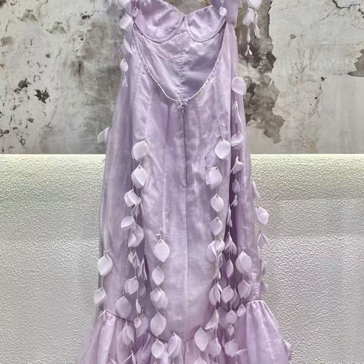 Lilac 3D Petal Mermaid Gown
