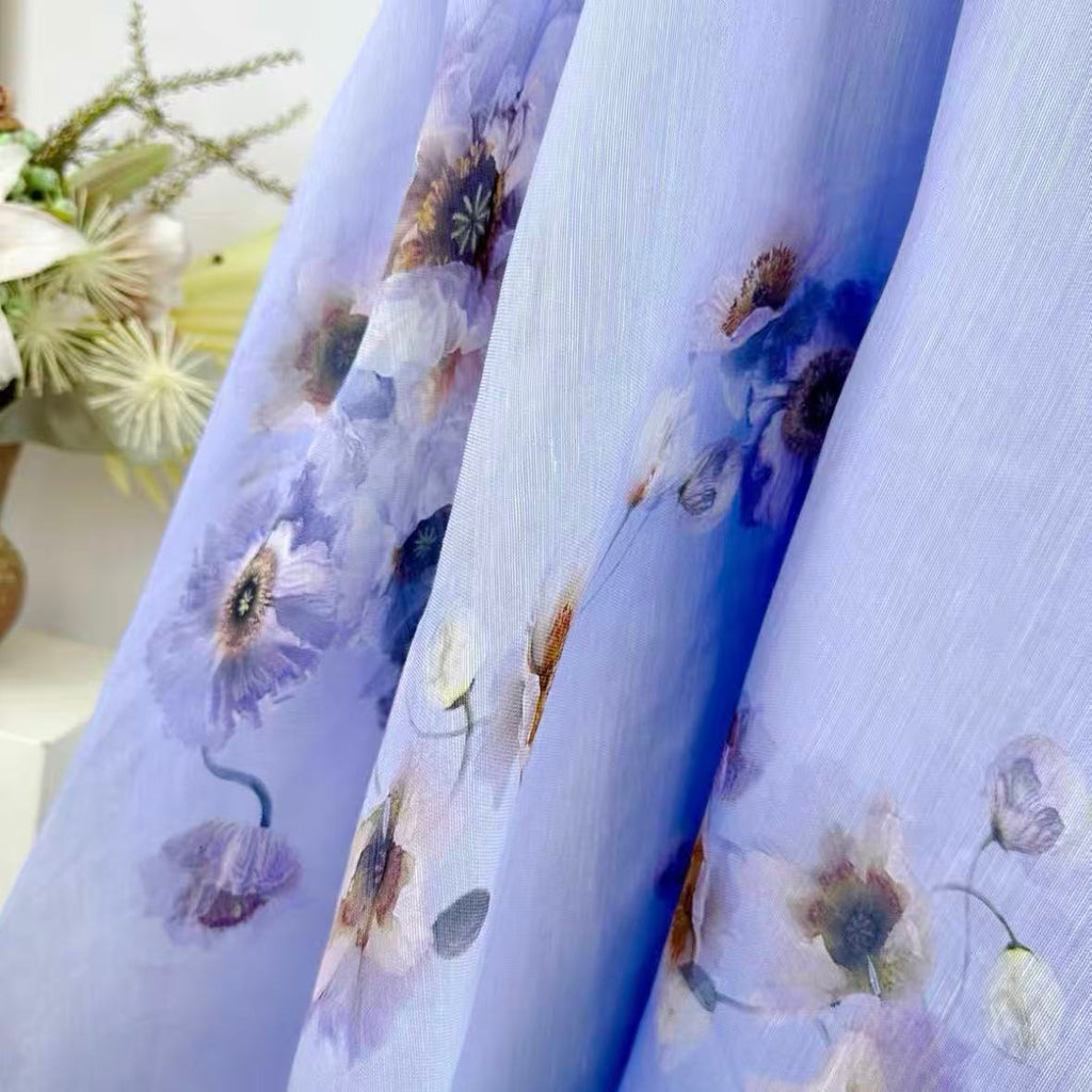 Lilac Floral Spaghetti-Strap Maxi Dress | 3D Floral Appliqué Bodycon Dress
