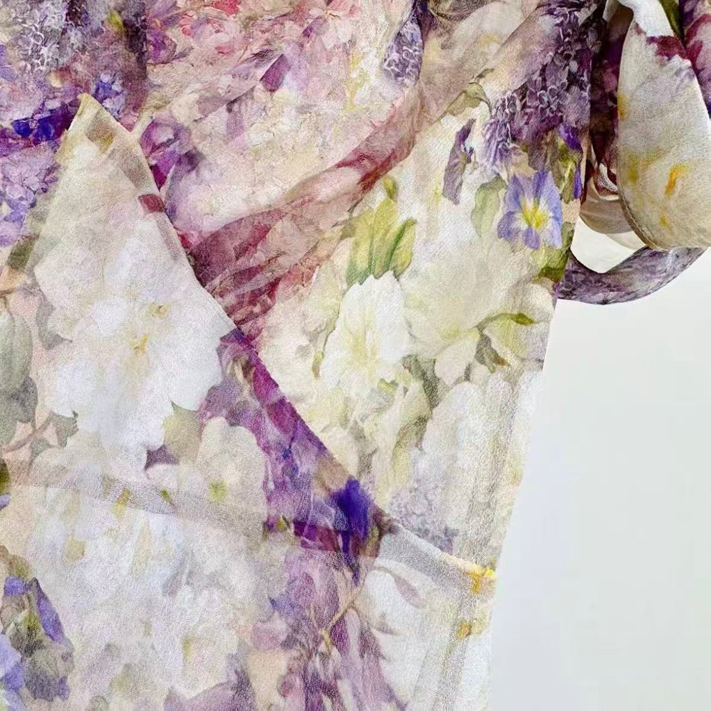 Purple Hydrangea Print Dress Set