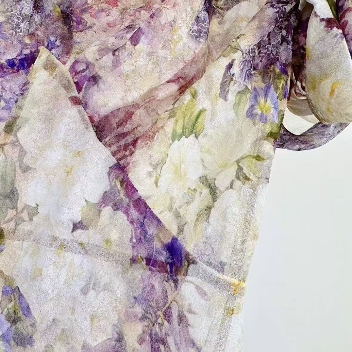 Purple Hydrangea Print Dress Set