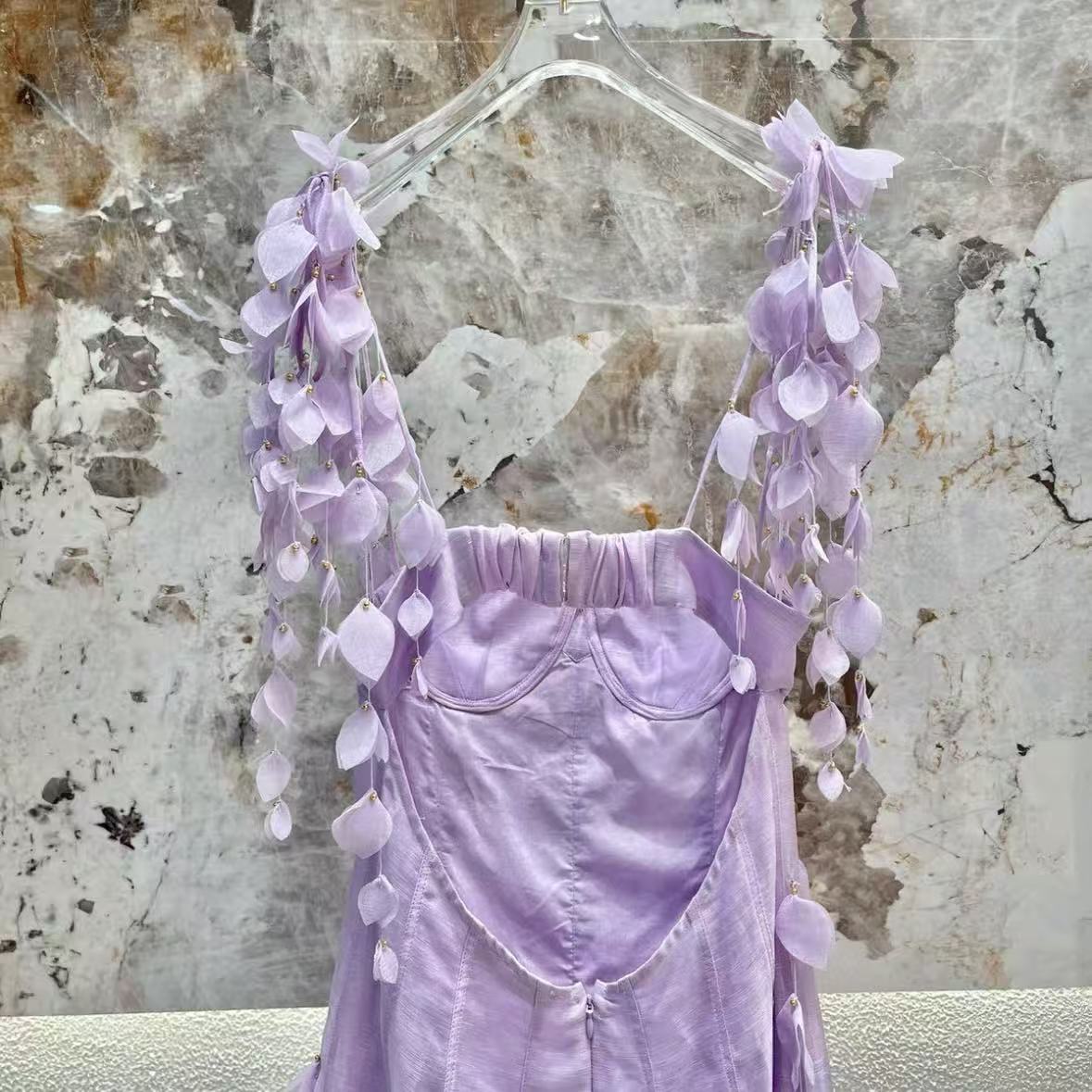 Lilac 3D Petal Mermaid Gown