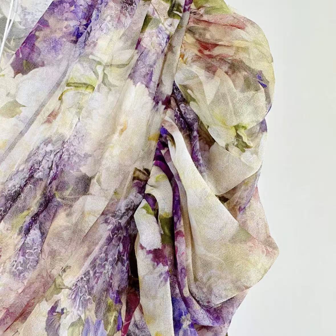 Purple Hydrangea Print Dress Set