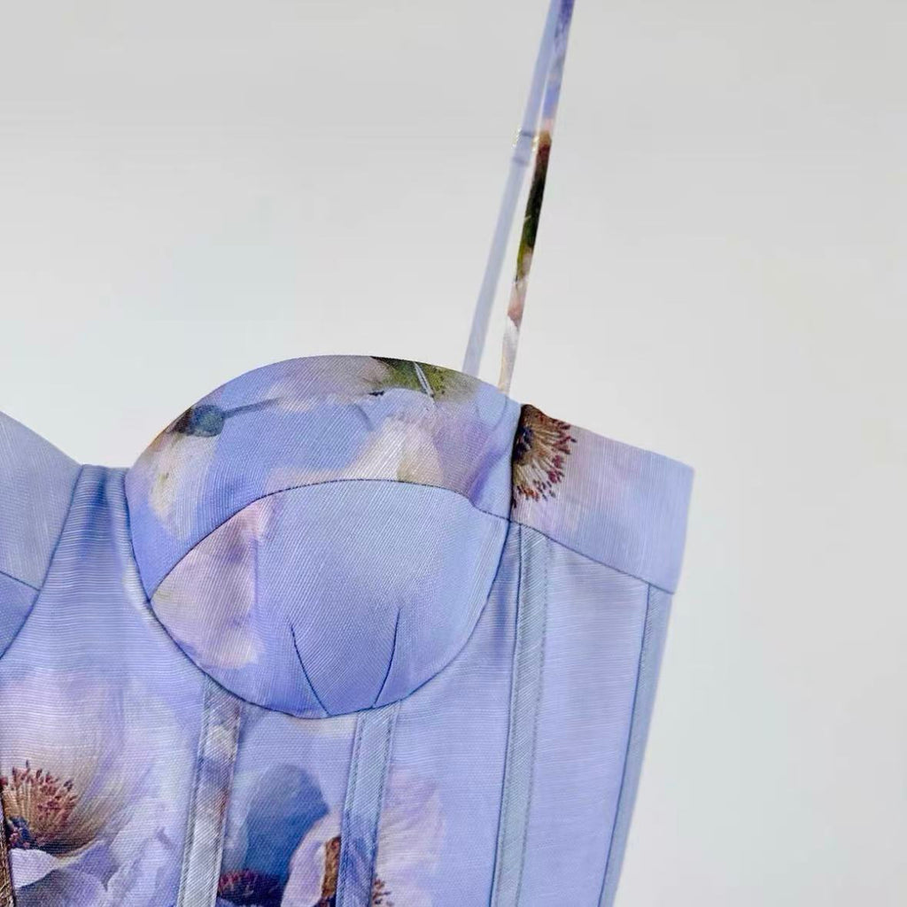 Lilac Floral Spaghetti-Strap Maxi Dress | 3D Floral Appliqué Bodycon Dress