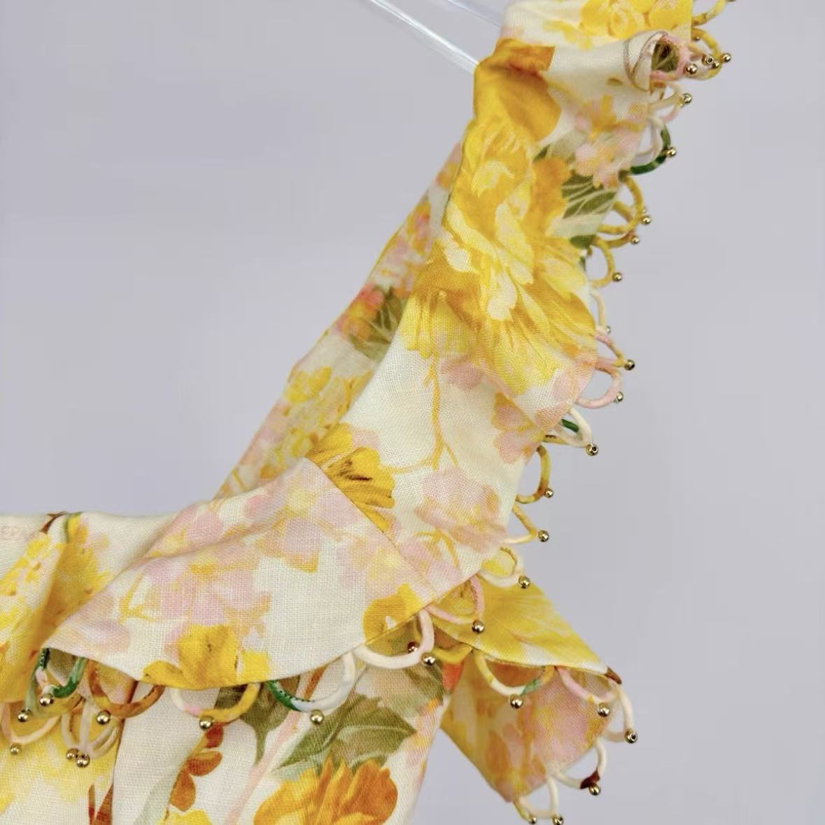 Yellow Floral Ruffled Spaghetti Strap Maxi Dress | Square-Neck Summer Dress